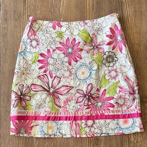 Floral sequin embellished Pink Mini Skirt